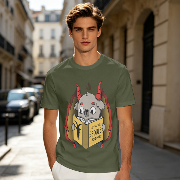 Cute demon goat reading Buy and Sell Souls For Dummies book