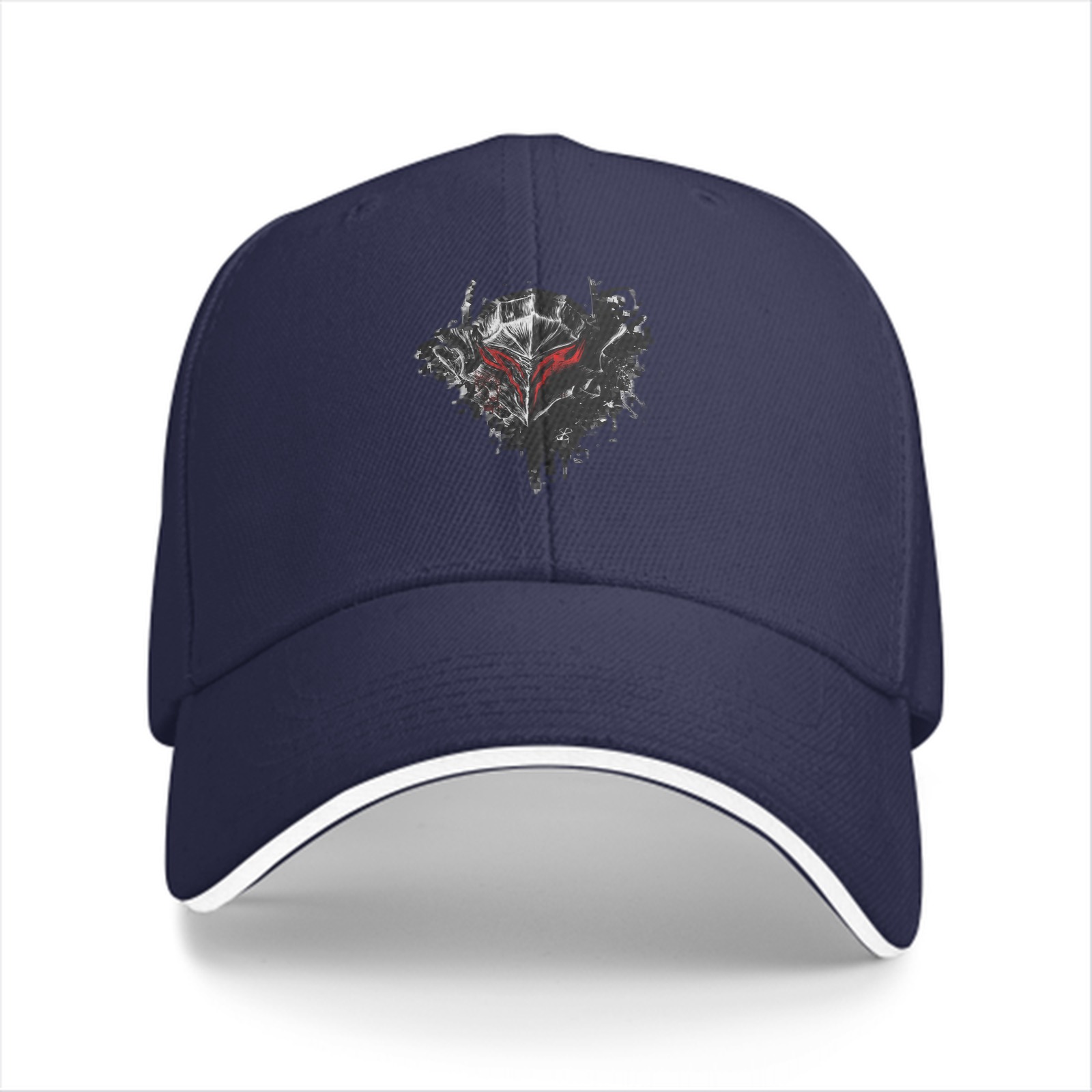 Black Baseball Cap With Dark Fantasy Helmet Graphic