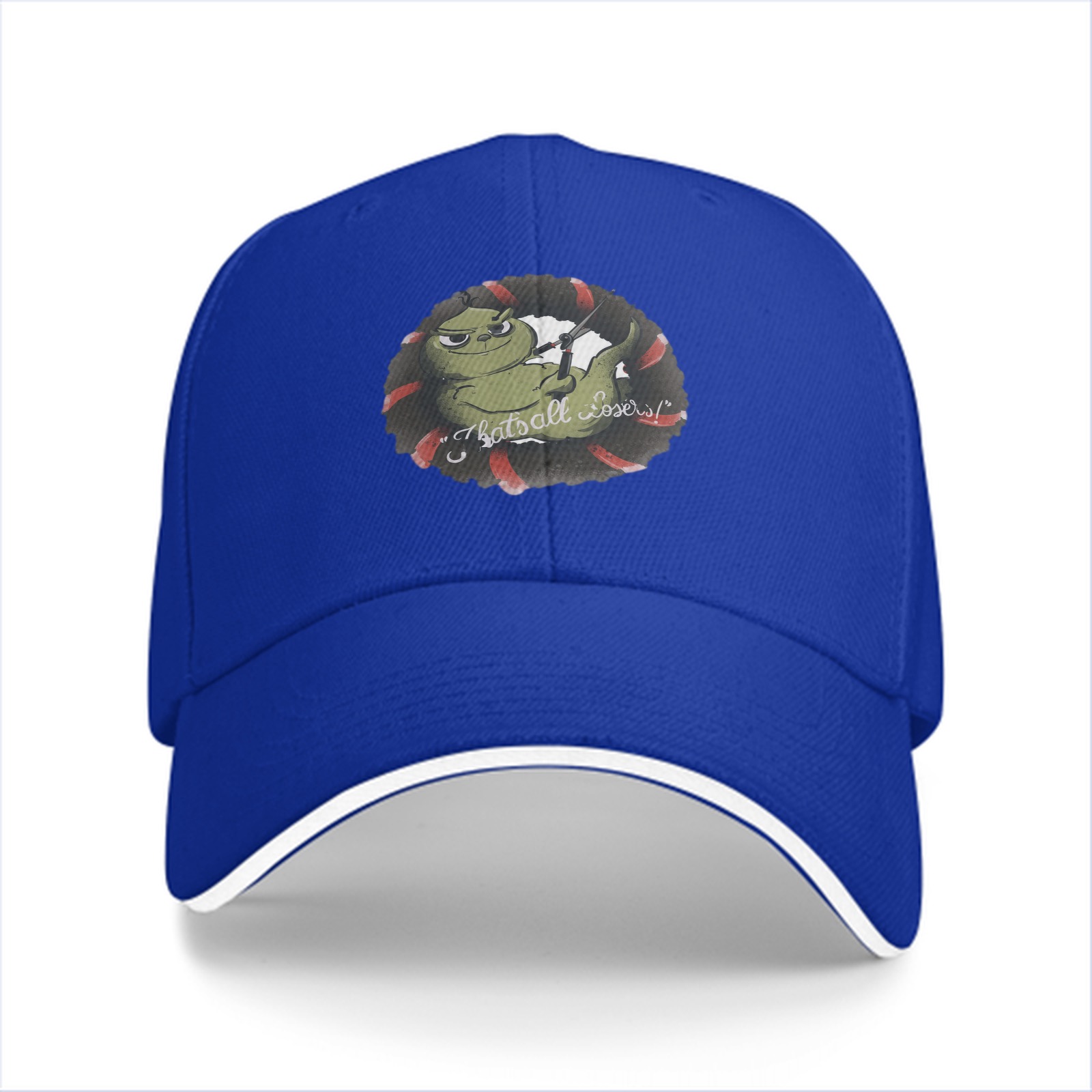 Black baseball cap with Grinch 'That's all losers!' graphic