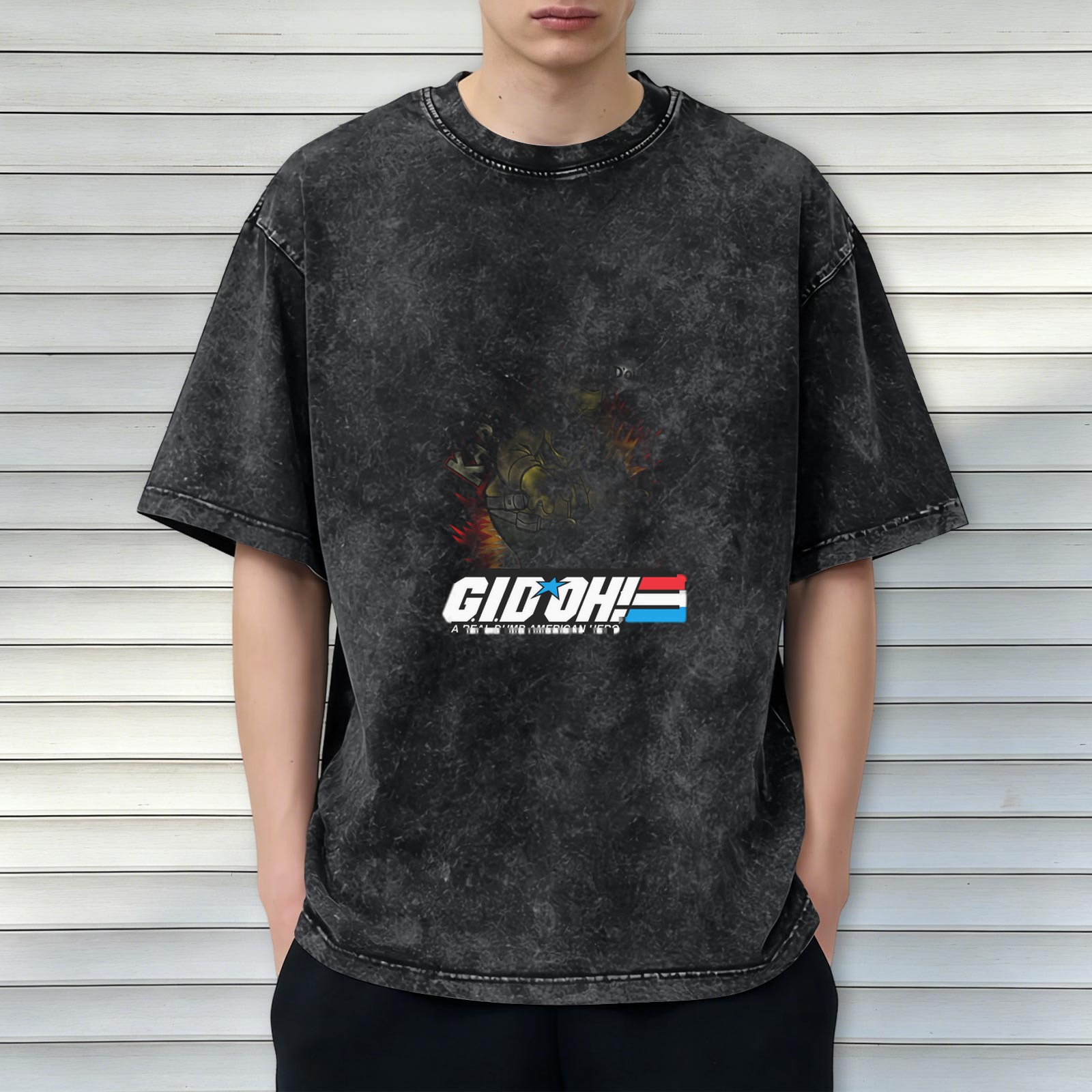 Washed Black Graphic T-Shirt with G.I.D OH! Print