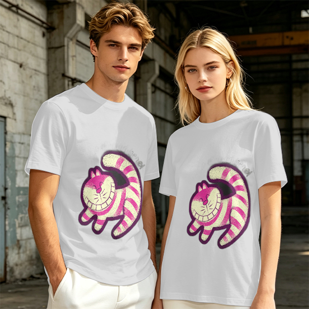 Olive T-Shirt with Cheshire Cat Graphic Print