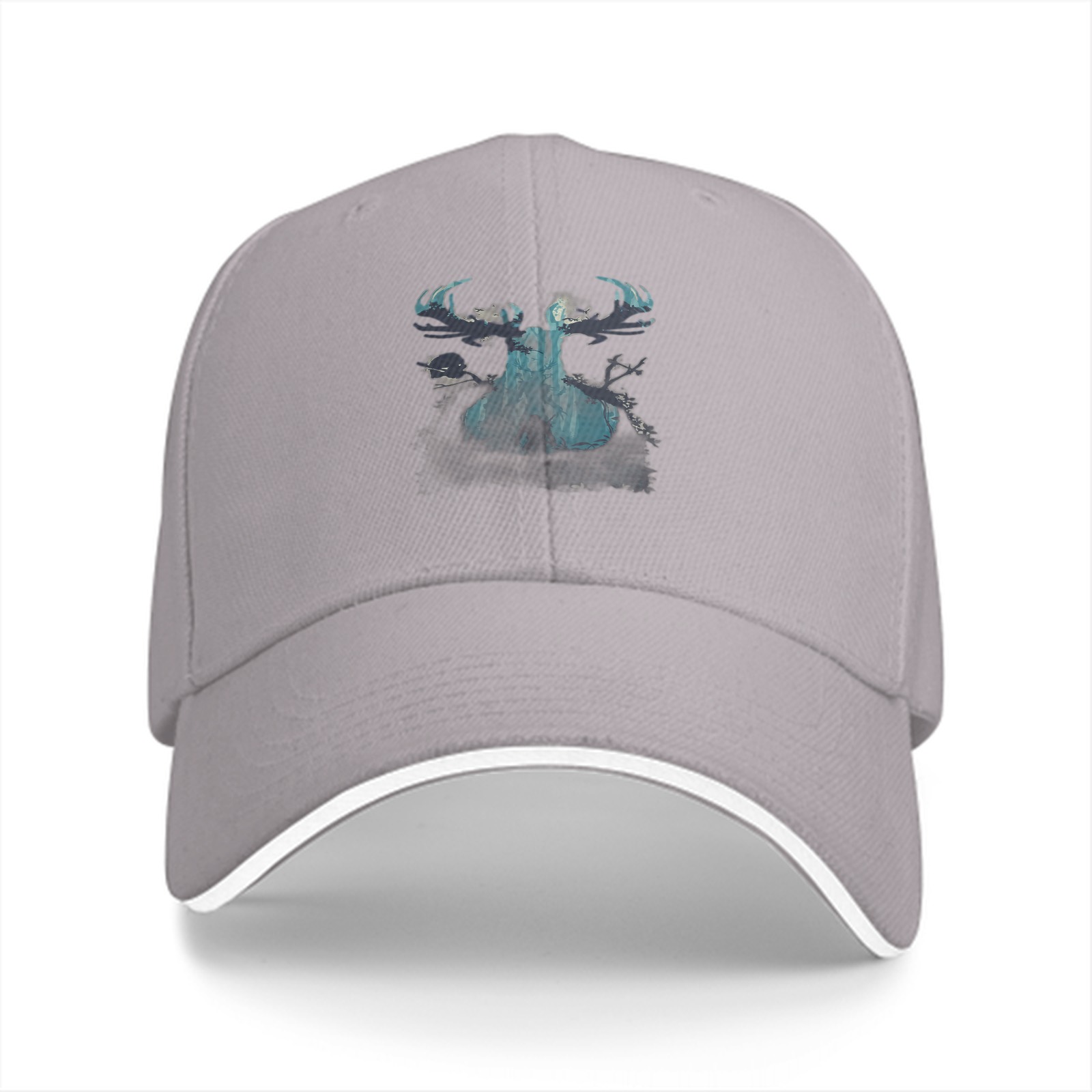 Black Baseball Cap With Glowing Moose Antler Artwork