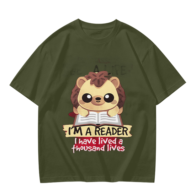 Hedgehog Reading Book I'm A Reader Thousand Lives T-Shirt