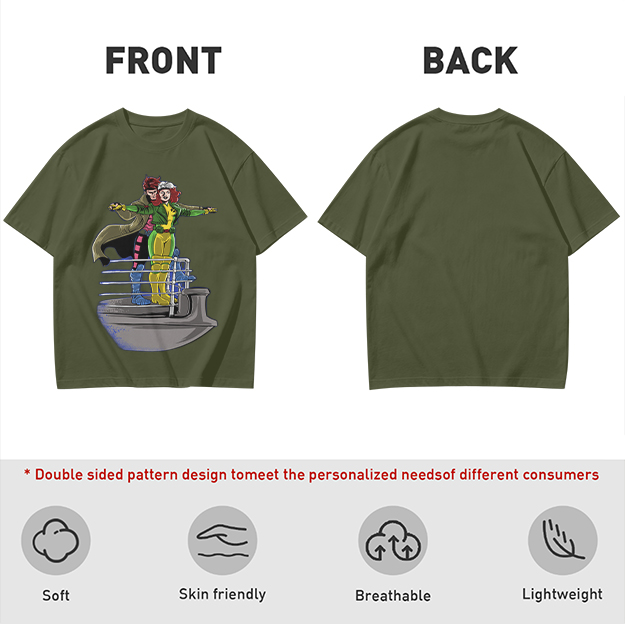 X-Men Rogue and Gambit Titanic pose graphic t-shirt