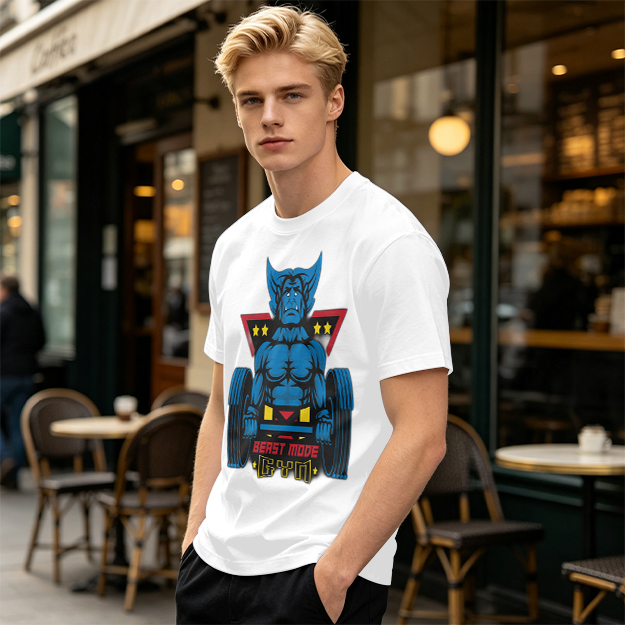Olive T-Shirt With Beast Mode Gym Lifting Graphic Print