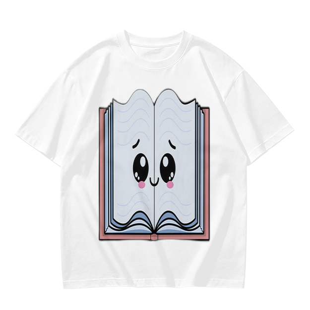 Olive T-Shirt With Cute Smiling Open Book Graphic Print