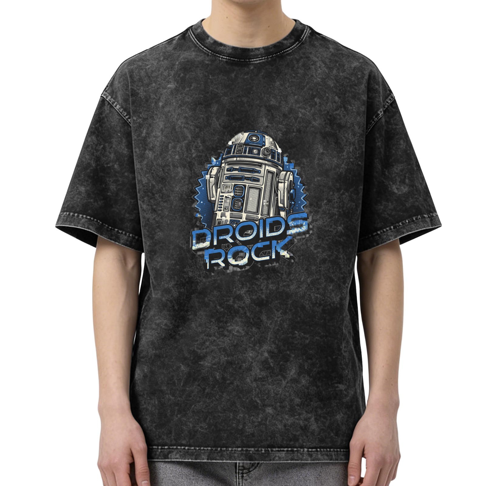 Star Wars R2-D2 Droids Rock Acid Wash Graphic T-Shirt