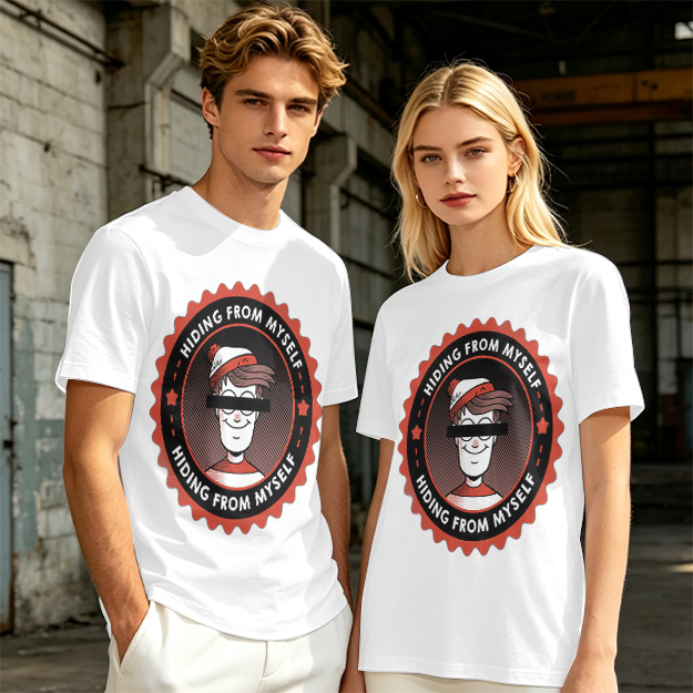 Olive T-Shirt With Hiding From Myself Graphic Print