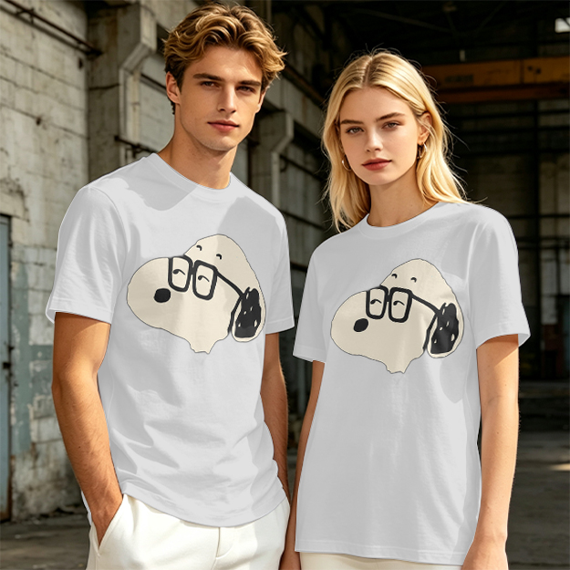 Olive T-Shirt With Snoopy Wearing Glasses Graphic