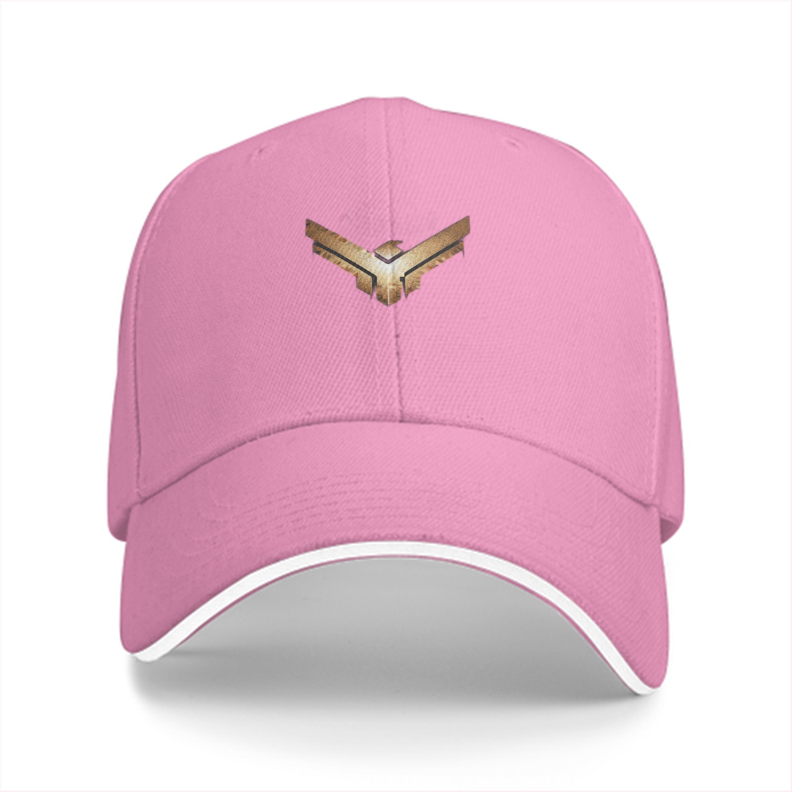Black Baseball Cap With Gold Winged Emblem Design