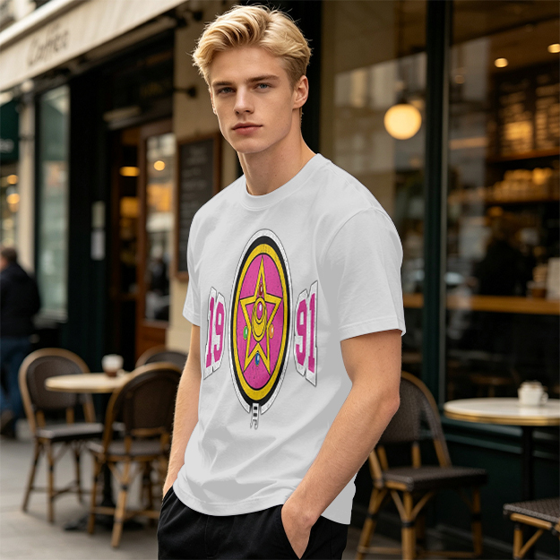 Olive Graphic T-Shirt With 1991 And Star Emblem Print