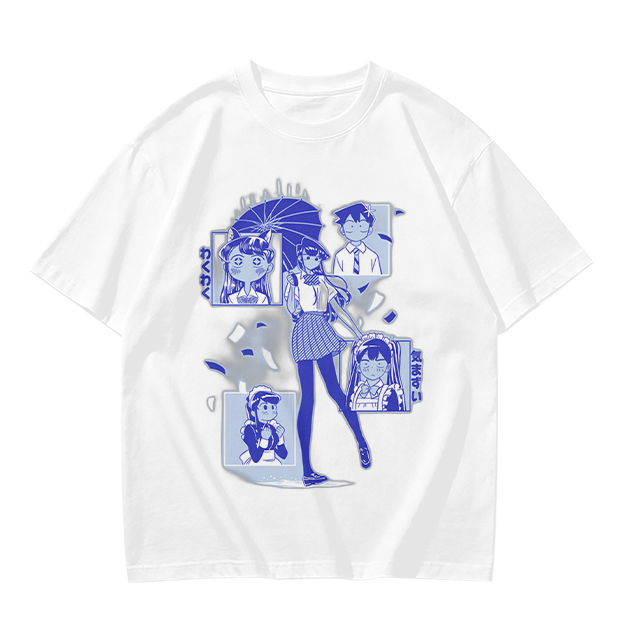 Anime Komi Can't Communicate Character Graphic Olive T-Shirt
