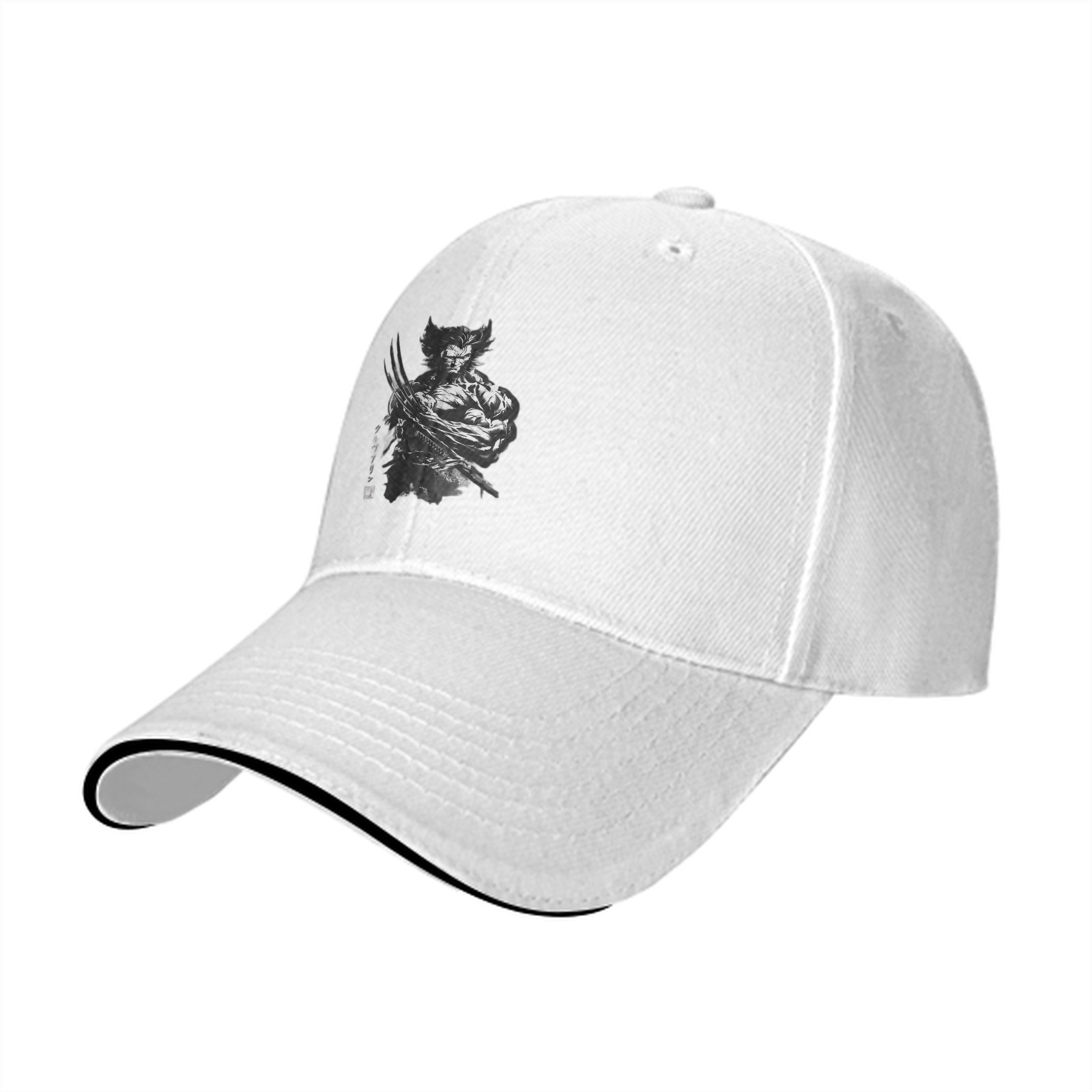 Black baseball cap with fierce clawed mutant graphic print