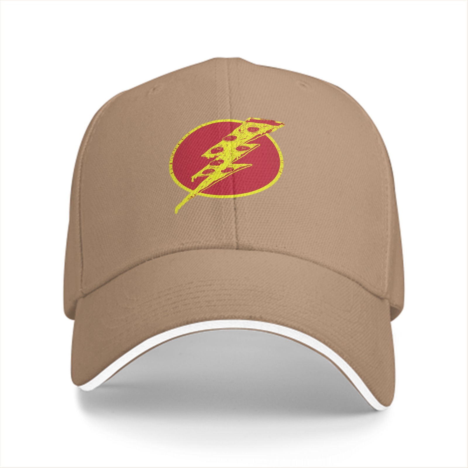 Black Baseball Cap With Pizza Lightning Bolt Graphic