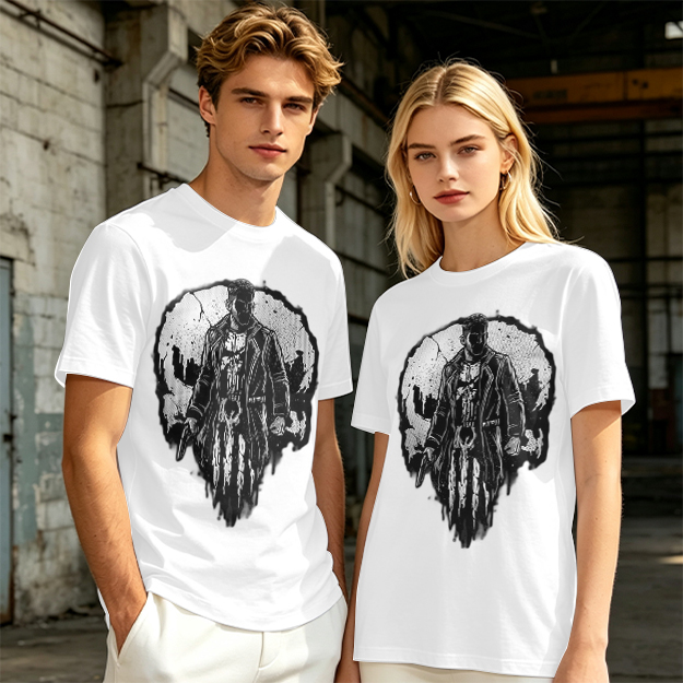 Olive T-Shirt With Punisher Skull Warrior Graphic Print