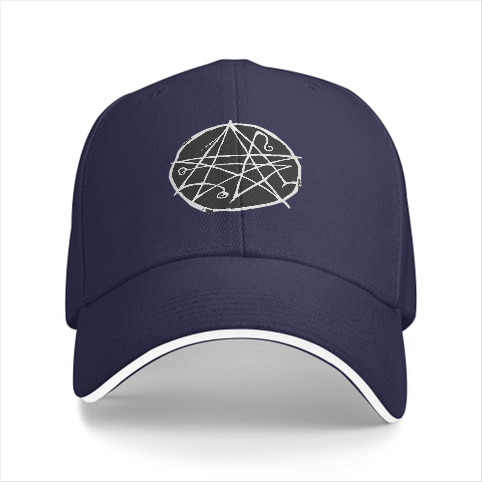 Black Baseball Cap With Occult Sigil Graphic Design