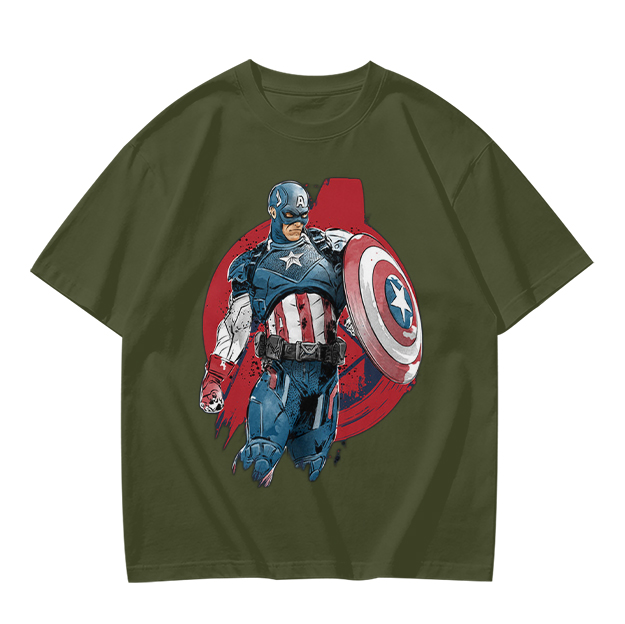 Olive T-shirt with Captain America Graphic Print