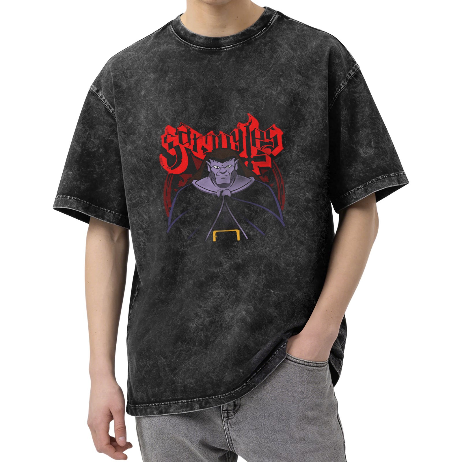 Gargoyles Stonewashed Graphic T-Shirt with Character Art