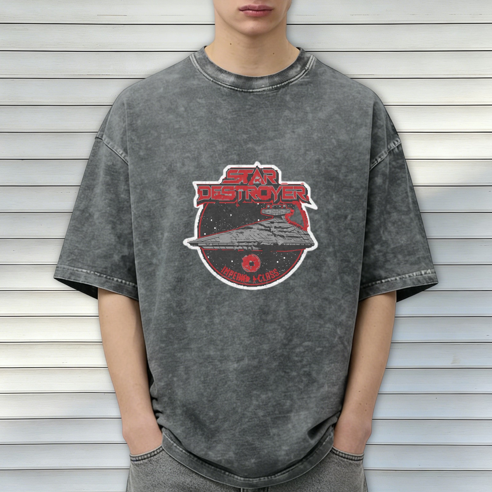 Star Destroyer Imperial-Class Graphic Acid Wash T-Shirt