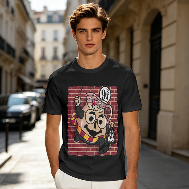 Olive T-shirt with Harry Potter themed pitcher graphic
