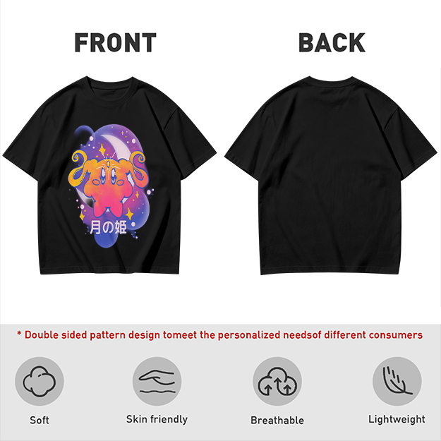 Olive t-shirt with cosmic cat and moon graphic print