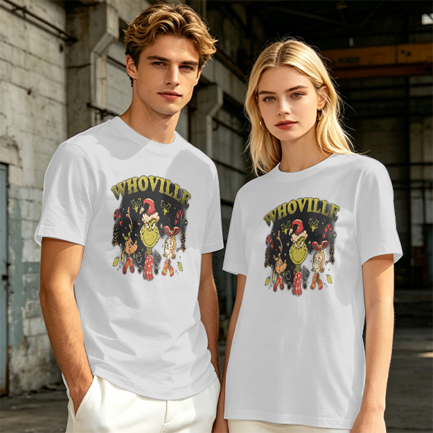 Whoville Christmas Themed T-Shirt with Grinch and Friends