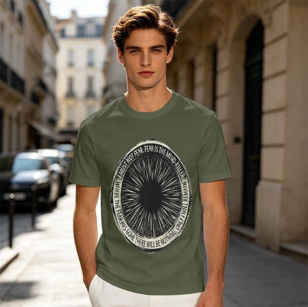Olive T-Shirt With Fear Is The Mind Killer Eye Graphic