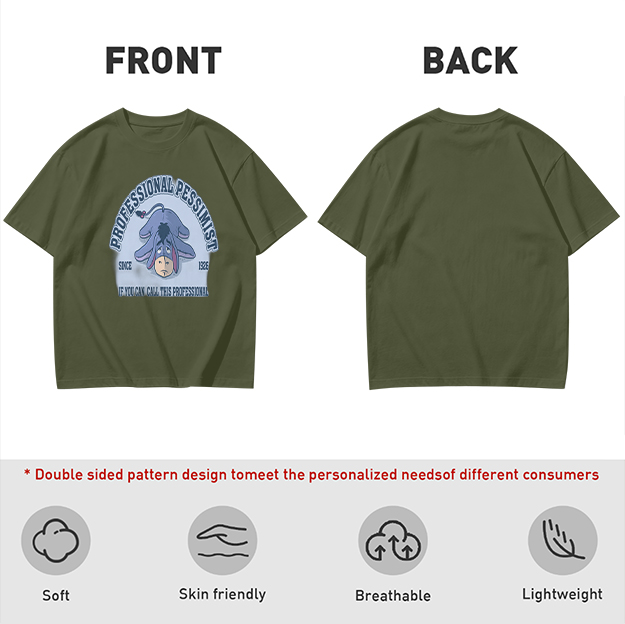 Olive t-shirt with Eeyore 'Professional Pessimist' print