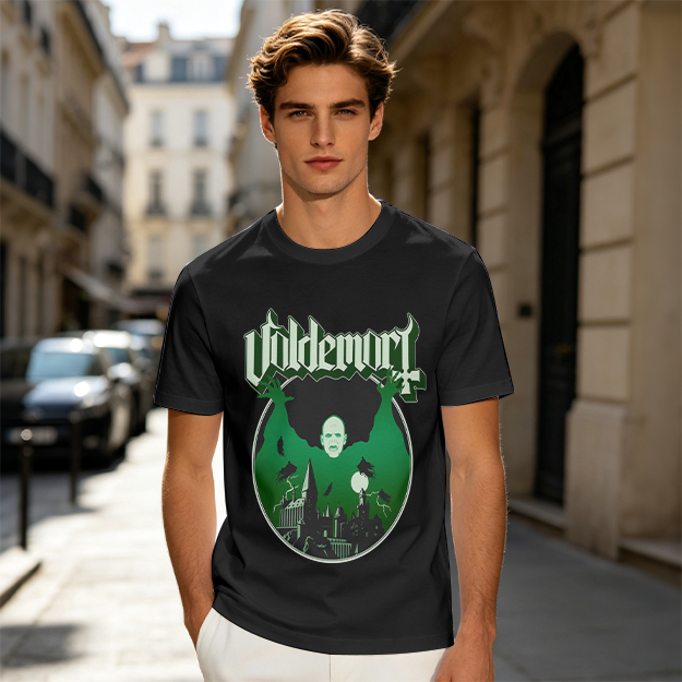Olive T-shirt with Voldemort Dark Fantasy Graphic Print