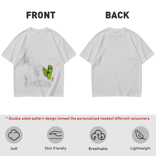 Olive Green T-Shirt With Cartoon Frog Feet Print