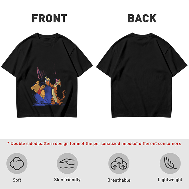 Olive T-Shirt Featuring Winnie the Pooh and Tigger Playing