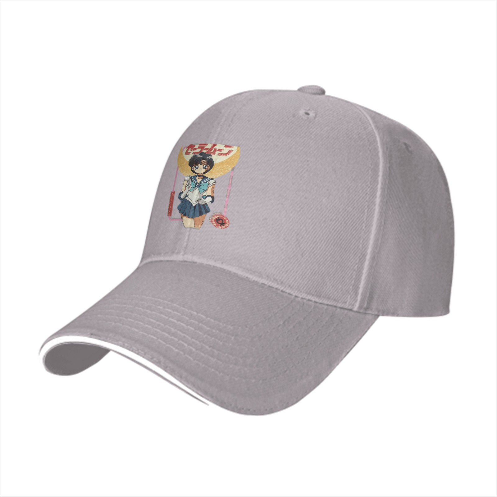 Black baseball cap with Sailor Mercury anime graphic