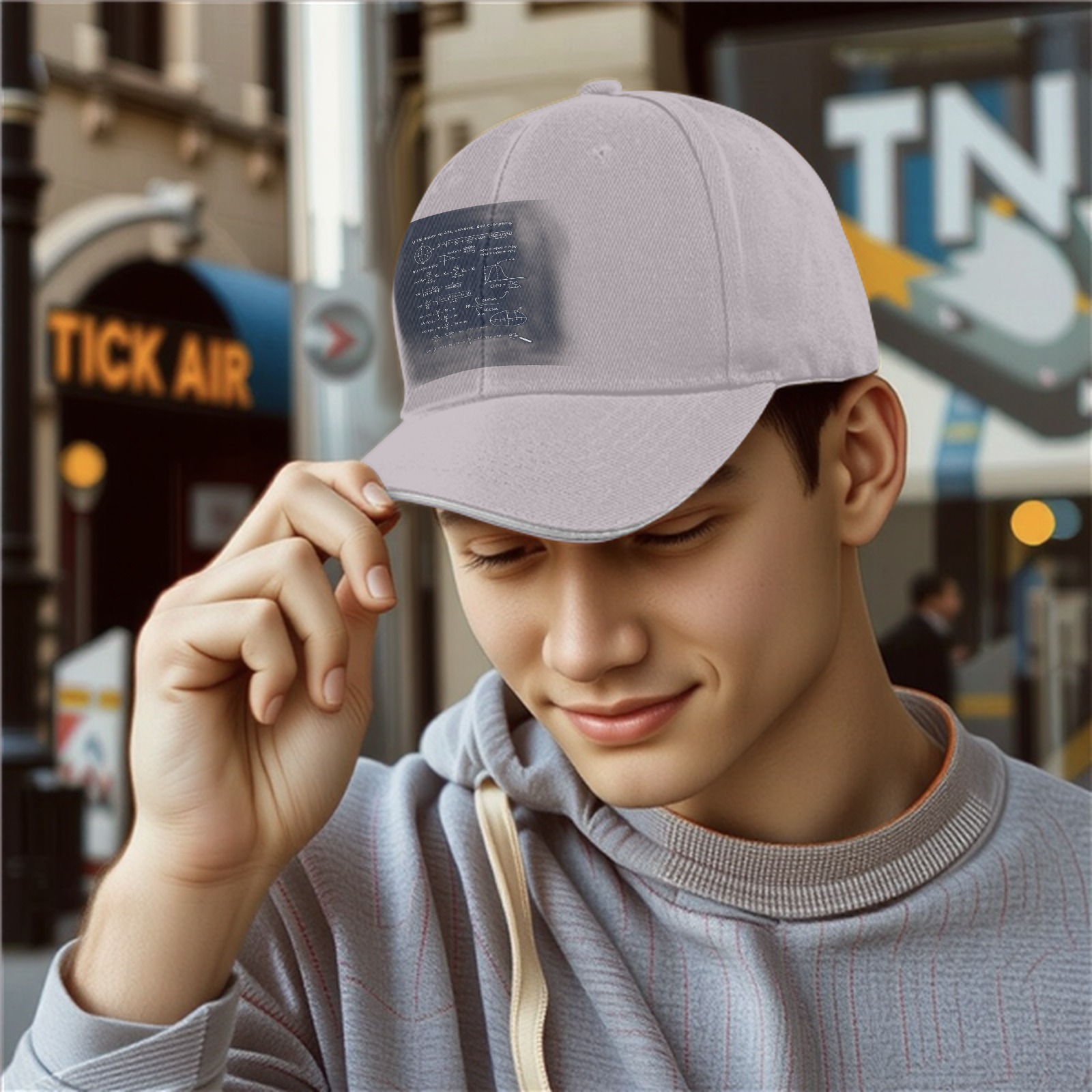 Black Baseball Cap with Math Science Formula Print