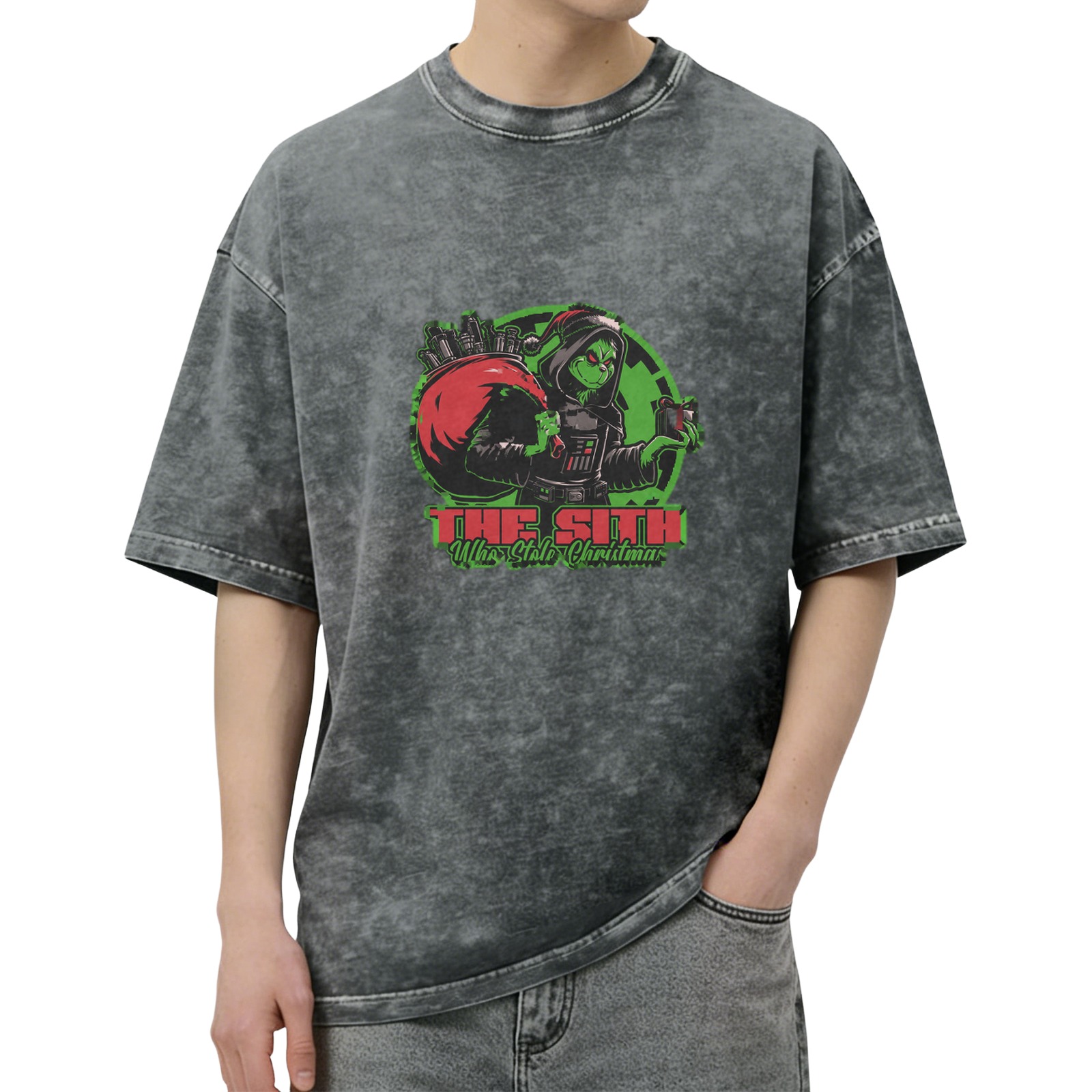 The Sith Who Stole Christmas Graphic Acid Wash T-Shirt