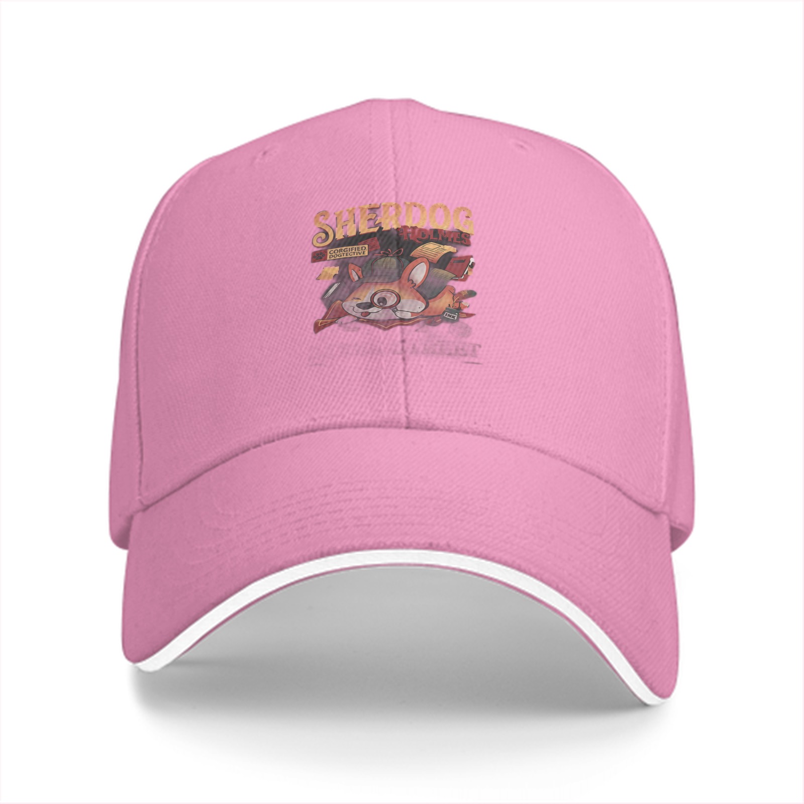 Black baseball cap with Sherdog Holmes dog graphic print