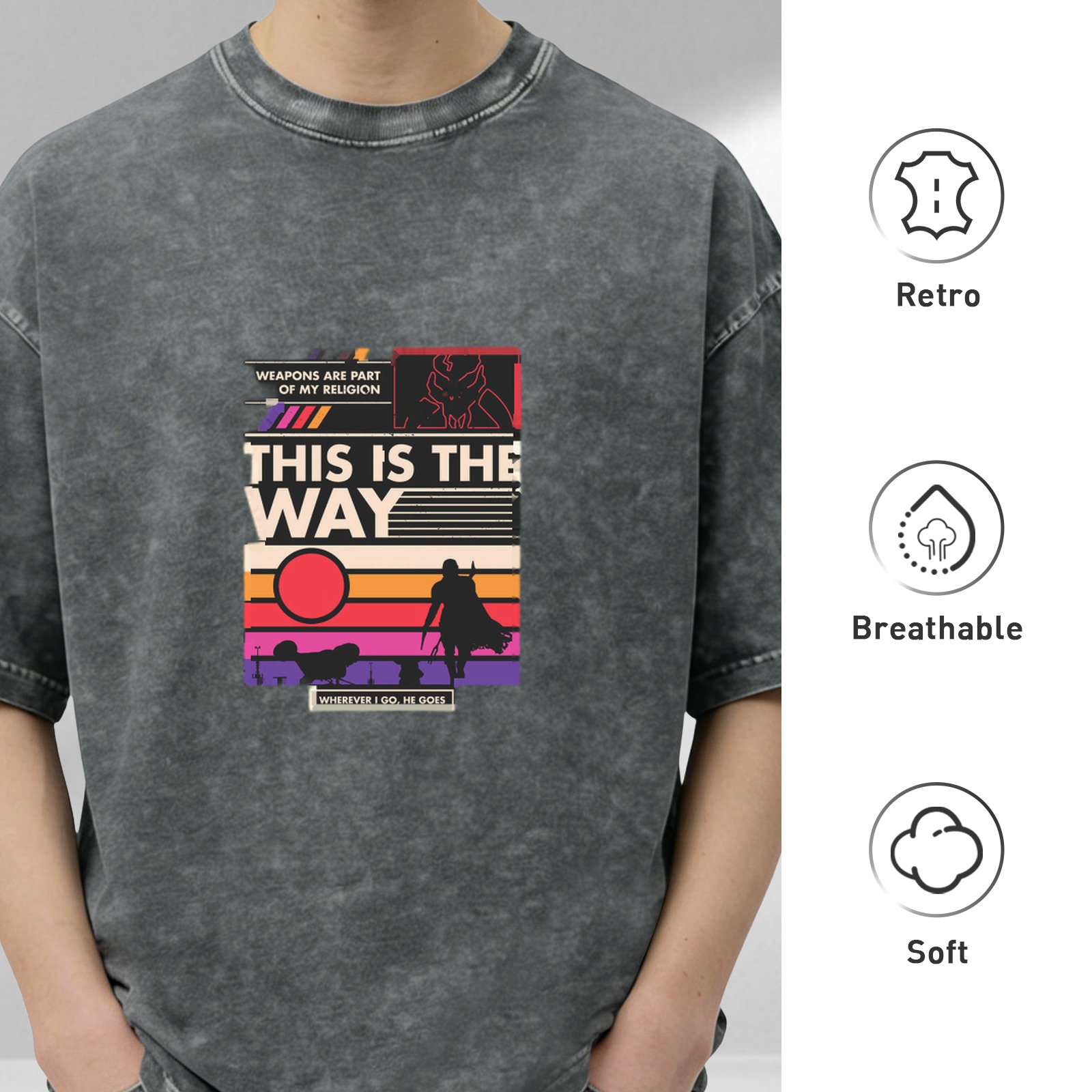 This Is The Way Mandalorian Retro Graphic Acid Wash T-Shirt
