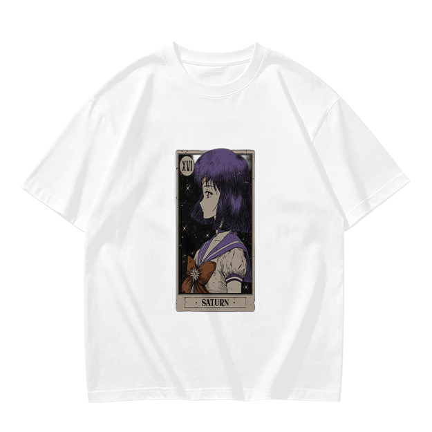 Olive T-Shirt with Sailor Saturn Anime Tarot Print
