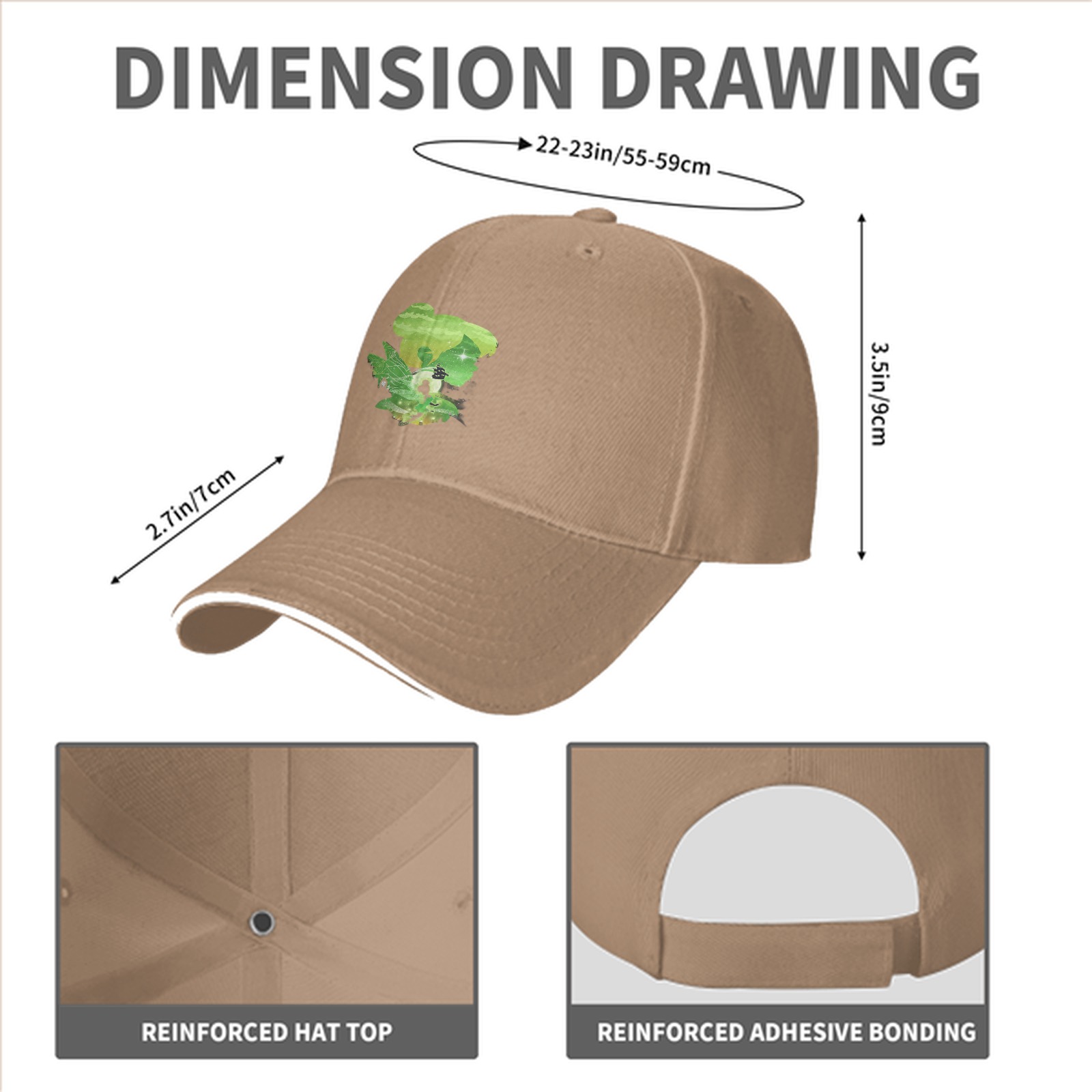 Black Baseball Cap With Green Fairy Silhouette Graphic