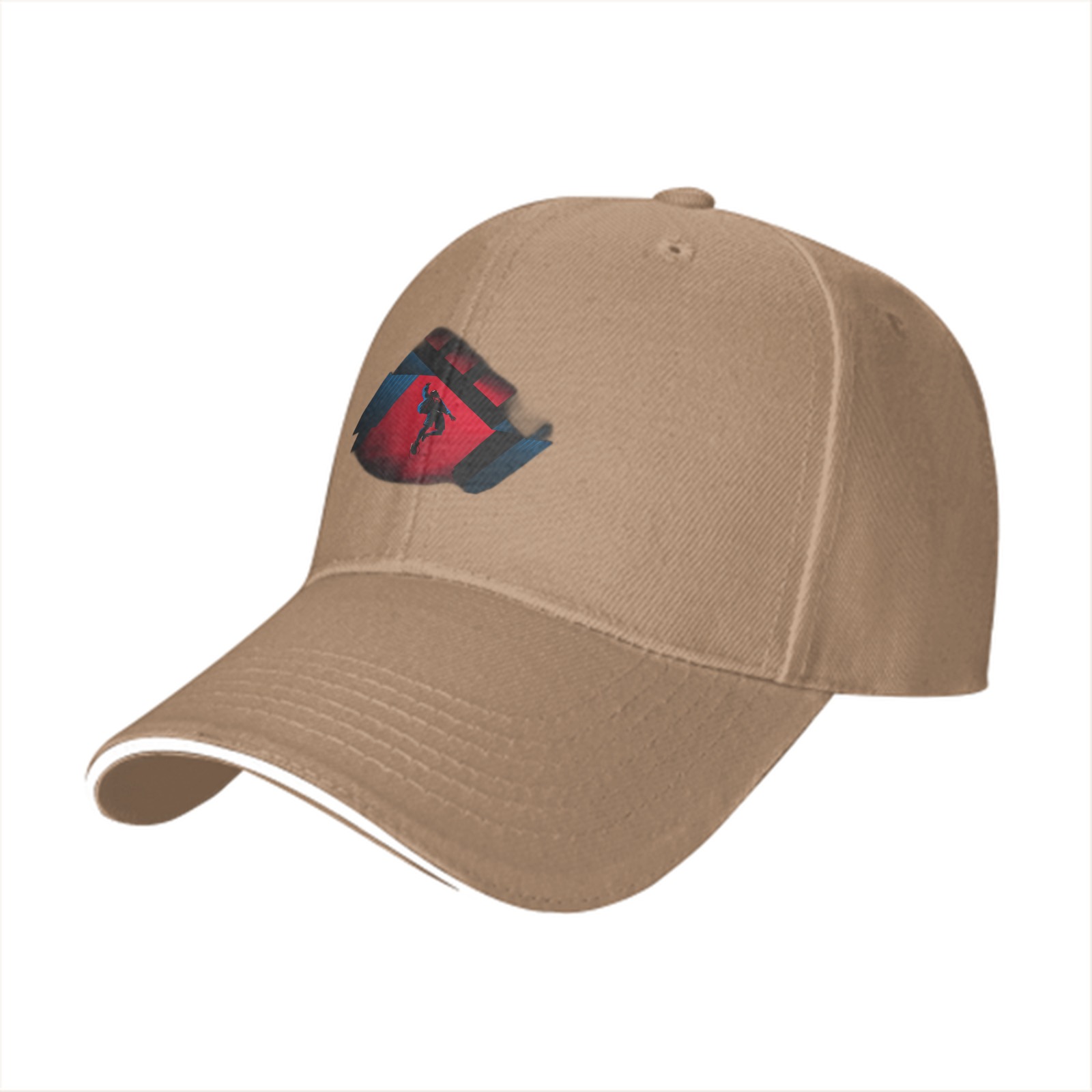 Black Baseball Cap With Action Silhouette Graphic Print
