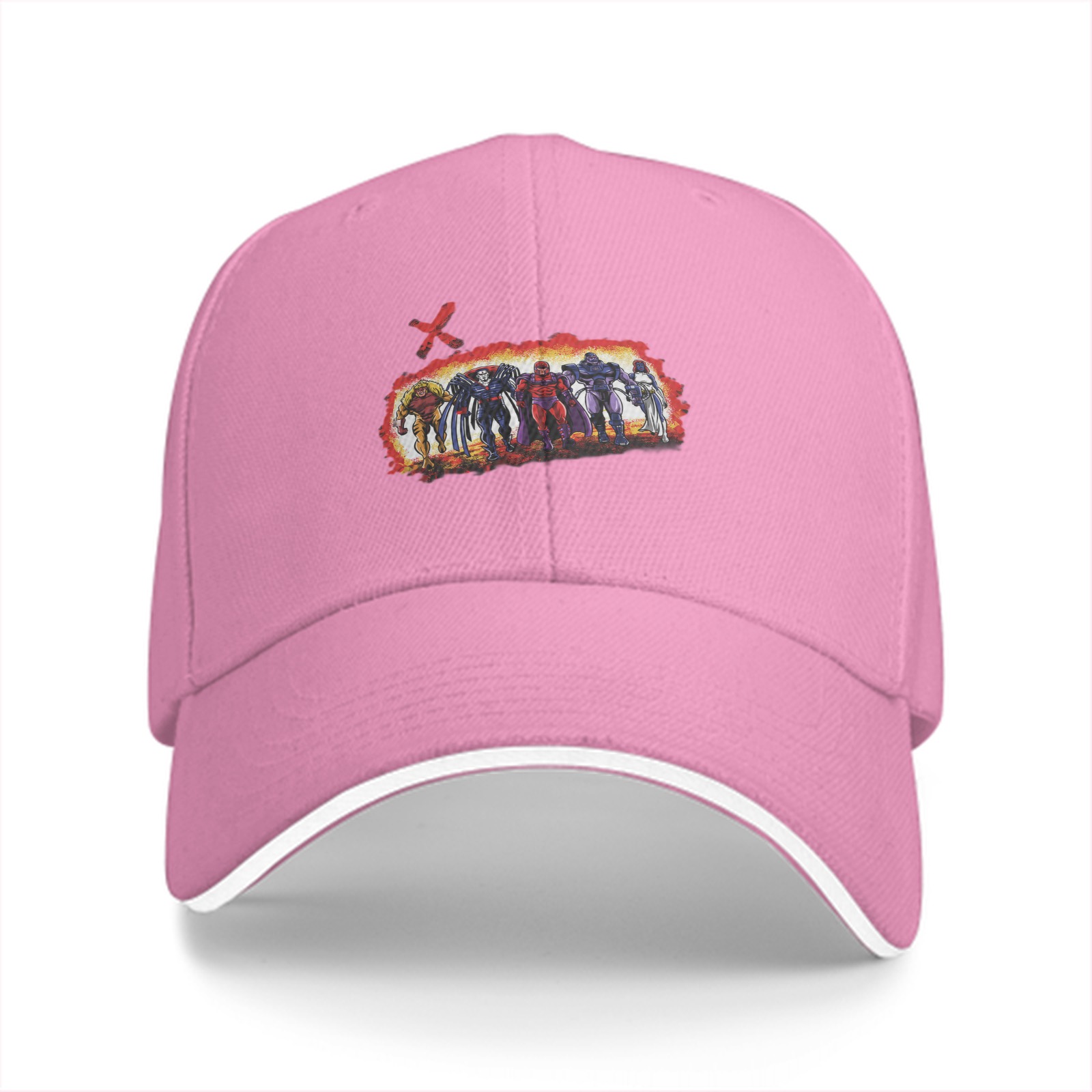 Black baseball cap with X-Men villain group graphic print