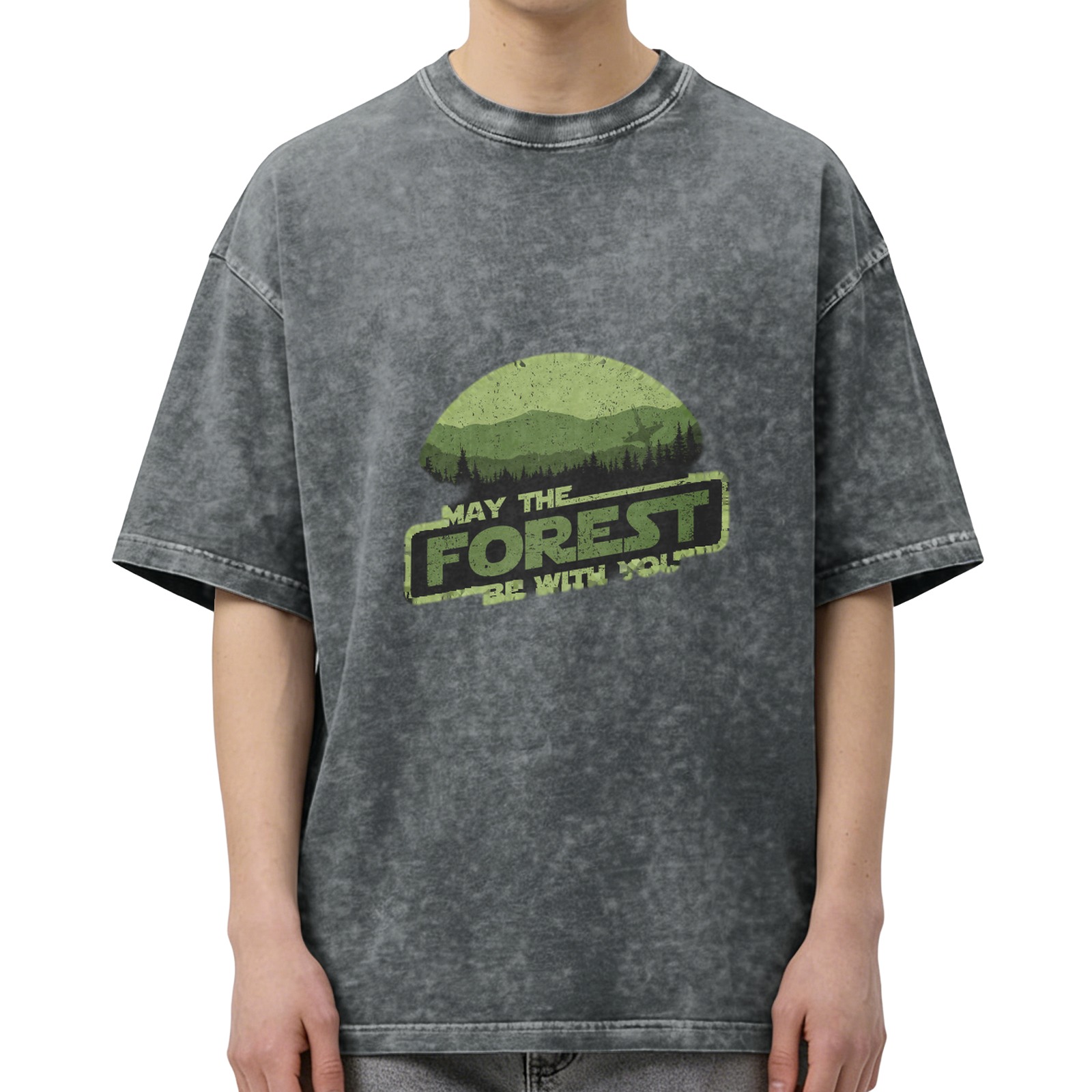 May The Forest Be With You Graphic Acid Wash T-Shirt