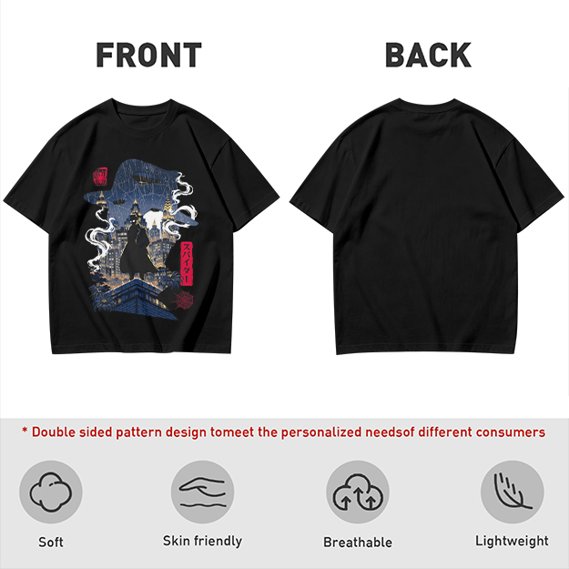 Olive T-Shirt with Night City Rooftop Spy Silhouette Art
