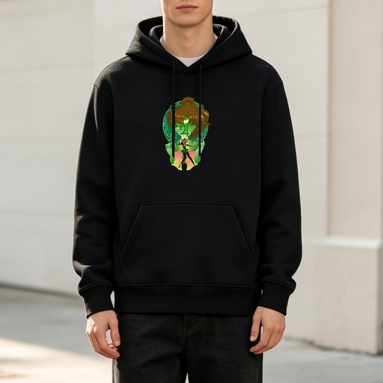 Black Hoodie With Sailor Jupiter Artwork Print