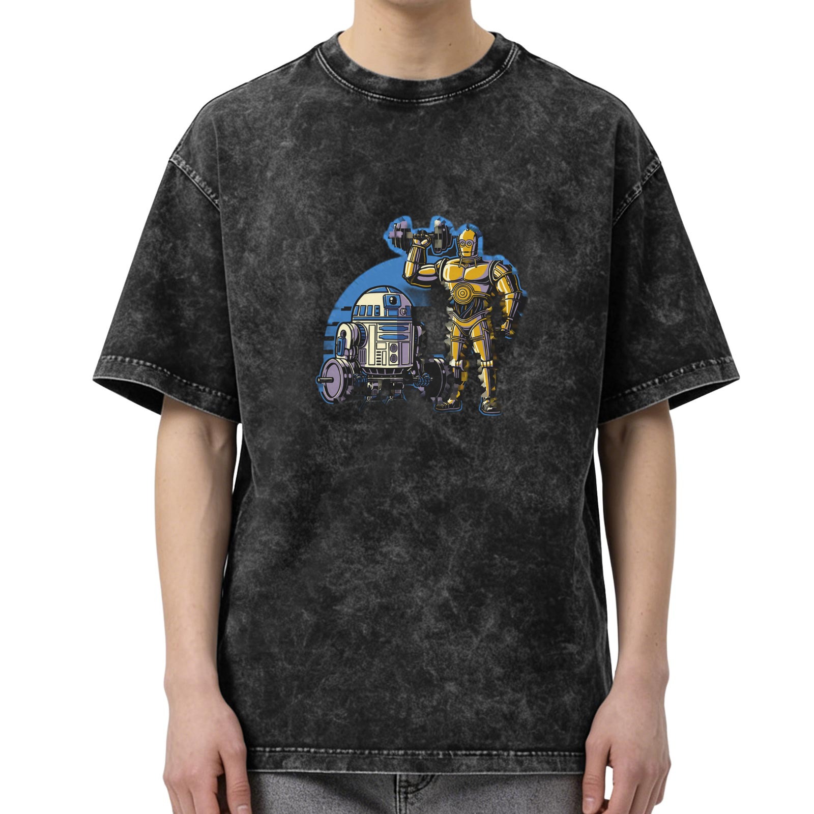 Star Wars R2-D2 and C-3PO Graphic Acid Wash T-Shirt
