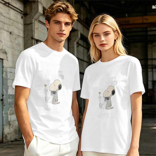 Olive Green T-Shirt With Snoopy Graphic Print