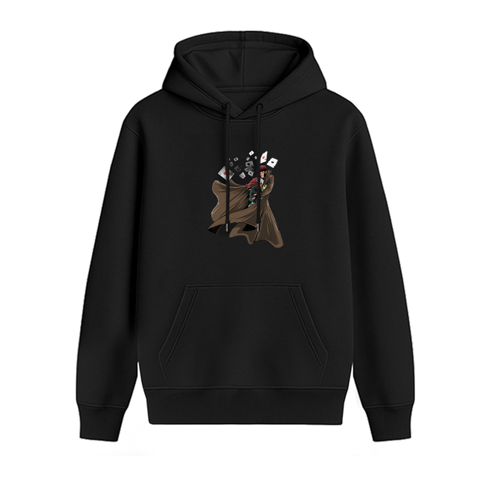 Black Hoodie With Gambit Playing Card Artwork