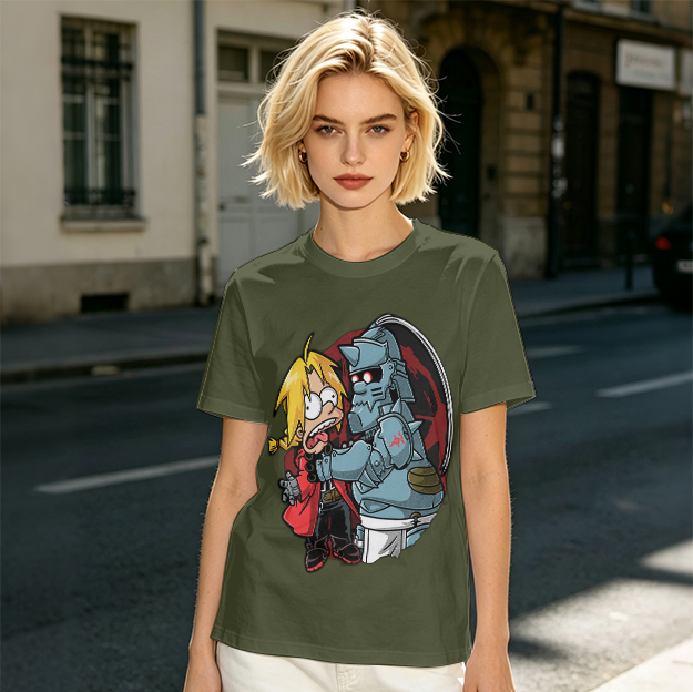 Fullmetal Alchemist Elric Brothers Cartoon Graphic T-Shirt
