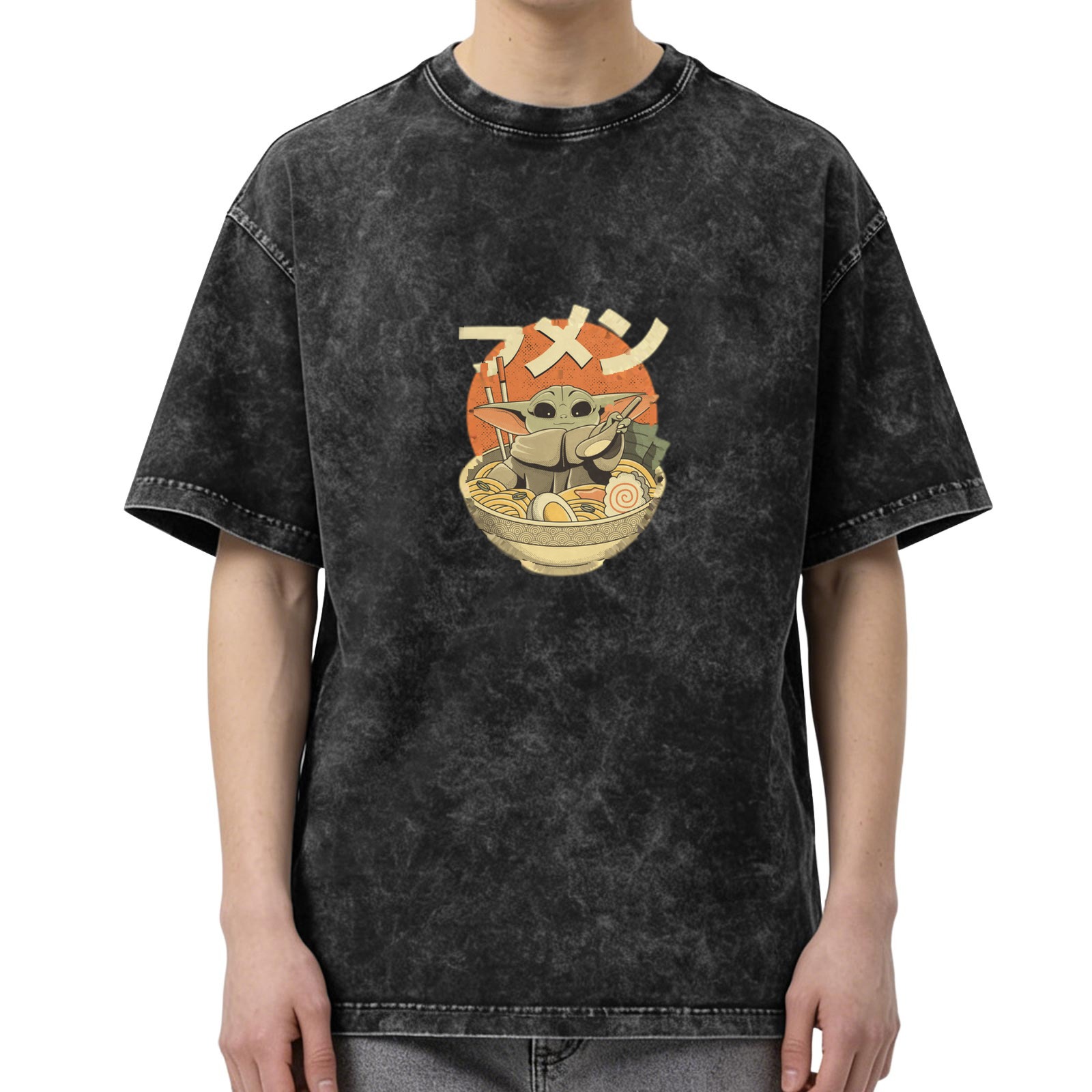 Baby Alien in Ramen Bowl Vintage Wash Graphic T-Shirt