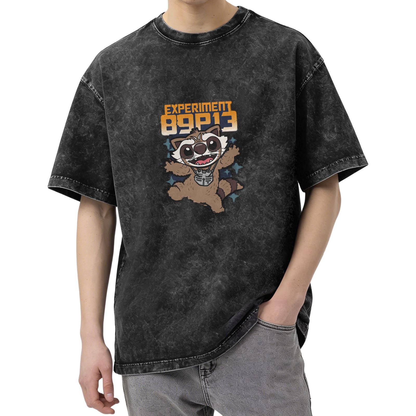 Experiment 89P13 Raccoon Graphic Vintage Wash T-Shirt