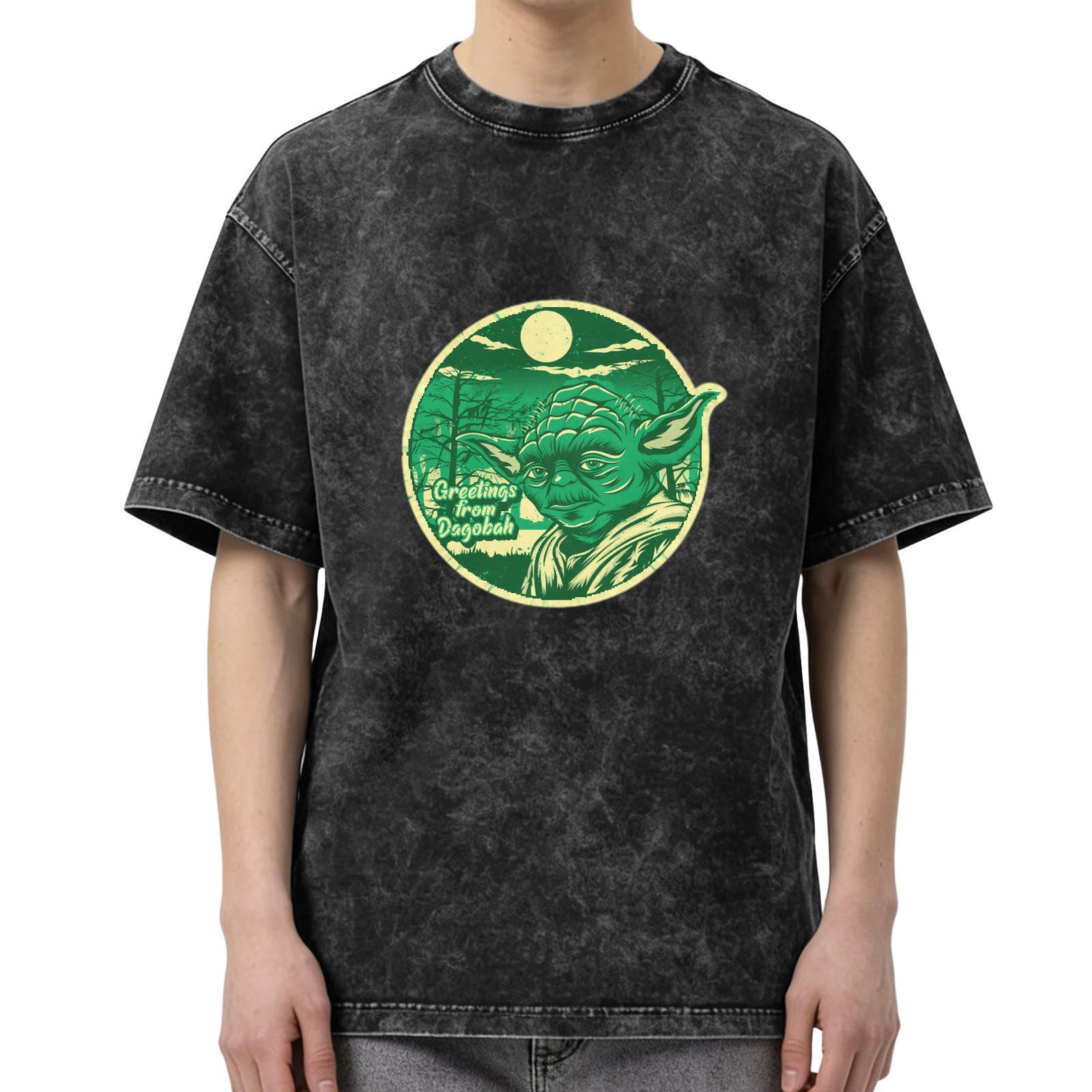 Greetings from Dagobah Yoda Graphic Stonewashed T-Shirt